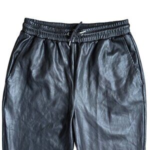 Anthropologie‎ Avec Les Filles Black Faux Vegan Leather Joggers Elastic Women L